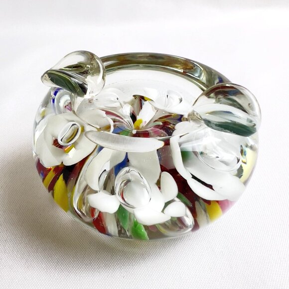 Kent Helms Vintage Signed Art Glass Paperweight Abstract Floral Studio Crafted - Picture 4 of 11
